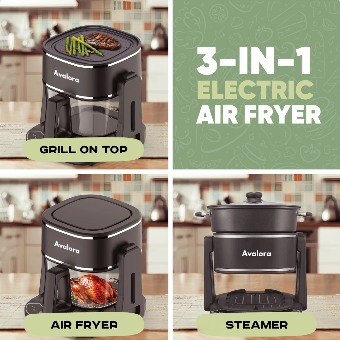 Avalora 3-in-1 Air Fryer Grill & Boil