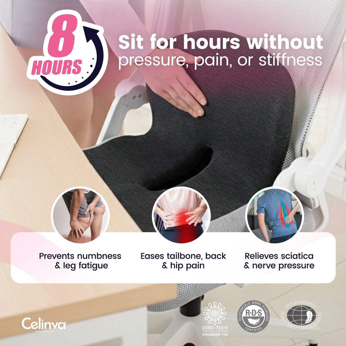 Tailbone-Relief Seat Cushion